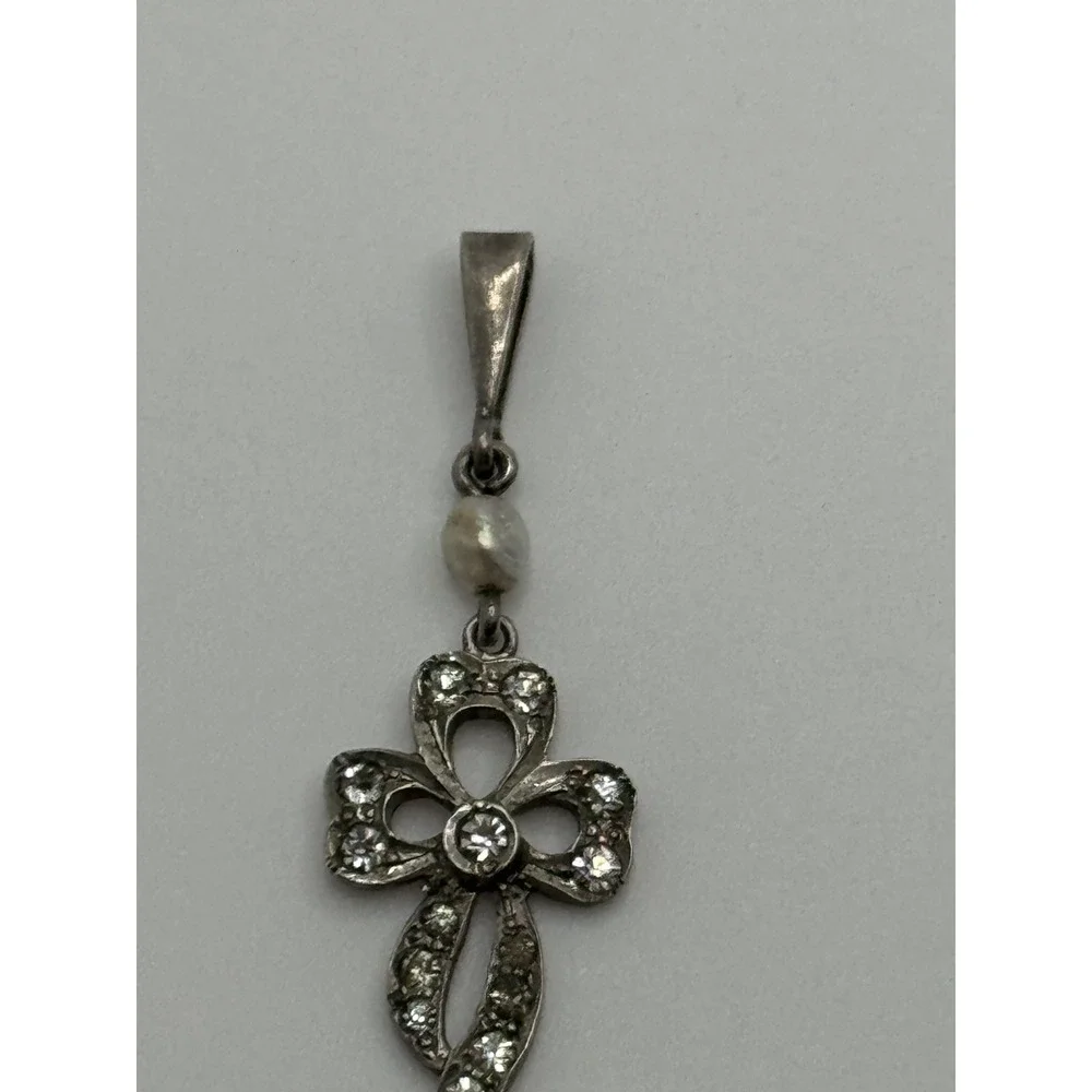 Vintage F&B Foster and Bailey Sterling Silver Bow Ribbon Paste Pendant